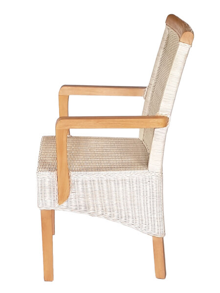 Esszimmer Stühle Set mit Armlehnen 4 Stück Rattanstühle weiß nachhaltig