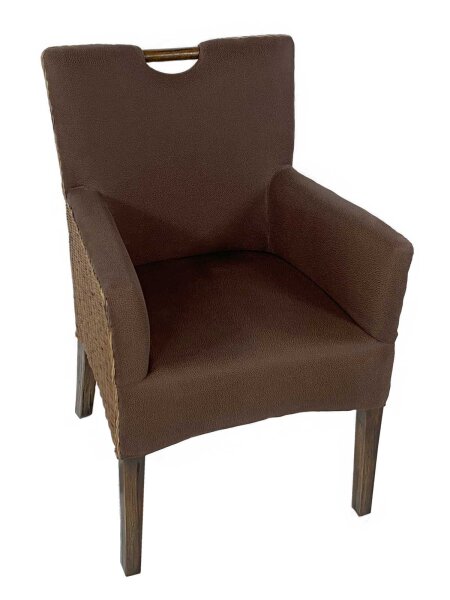 Esszimmer Stühle Set 6 Stück Rattan Bilbao Polstersessel prairie brown
