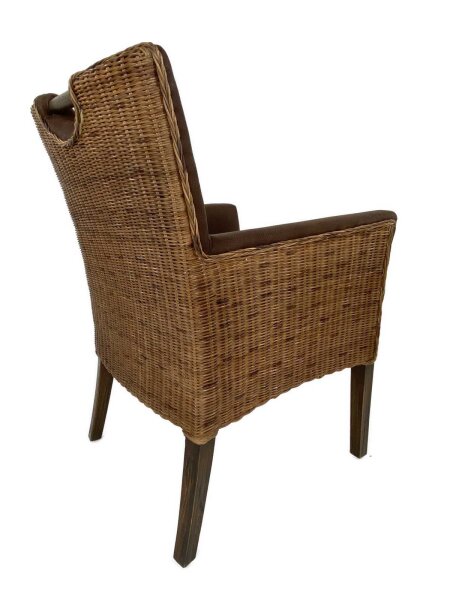 Esszimmer Stühle Set 6 Stück Rattan Bilbao Polstersessel prairie brown