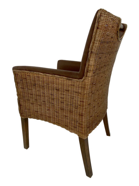 Esszimmer Stühle Set 6 Stück Rattan Bilbao Polstersessel prairie brown