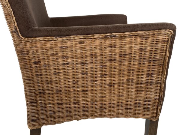 Esszimmer Stühle Set 6 Stück Rattan Bilbao Polstersessel prairie brown