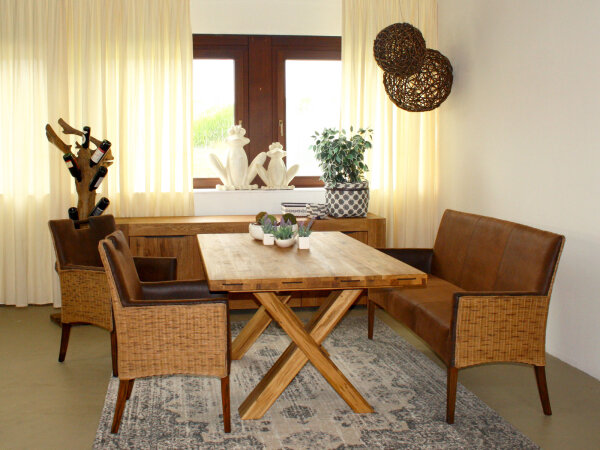 Esszimmer Stühle Set 6 Stück Rattan Bilbao Polstersessel prairie brown