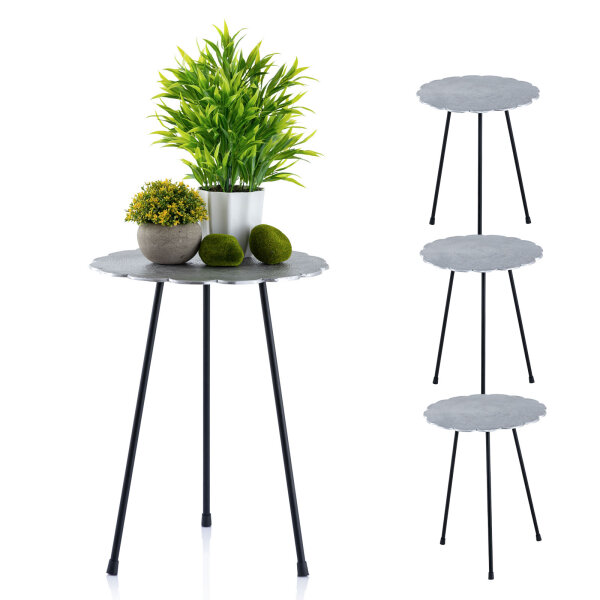 Beistelltisch Set 4-teilig Metall Dekotisch ø 35 cm rund Aluminium mit Struktur