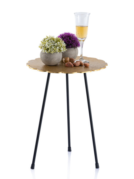 Beistelltisch Set Metall Dekotisch ø 35 cm Aluminium mit Struktur gold/silber