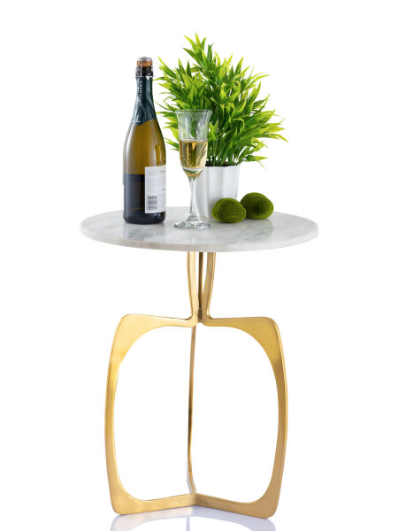 Beistelltisch Metall rund ø 45 cm Dekotisch Marmor Sohoo silber oder gold