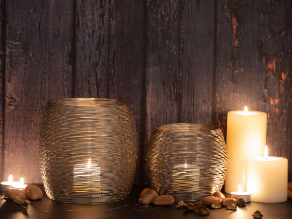 Teelichthalter Set 2-teilig Windlichter Kerzenständer Paris silber Kerzenhalter