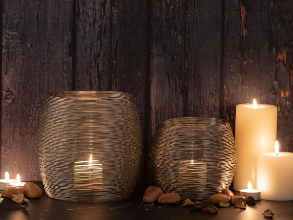 Teelichthalter Set 2-teilig Windlichter Kerzenständer Paris silber Kerzenhalter