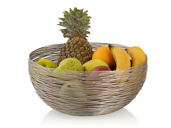 Obstschale ø 30 cm Brotkorb Obstkorb rund silber dollce Metall Drahtstruktur
