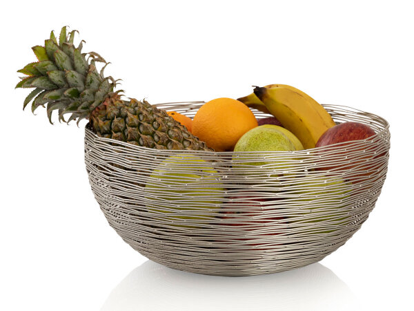 Obstschale ø 30 cm Brotkorb Obstkorb rund silber dollce Metall Drahtstruktur