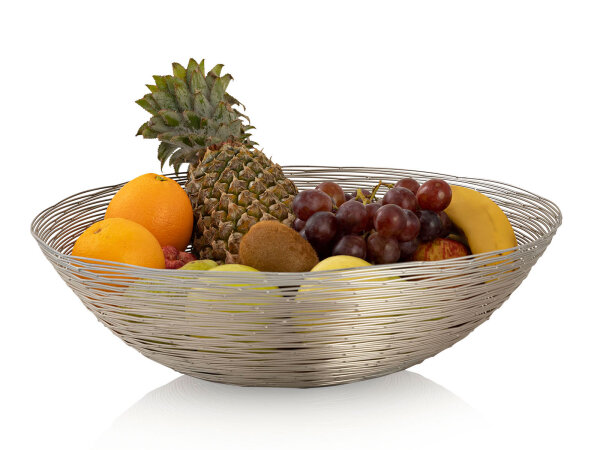 Obstschale Drahtstruktur Brotkorb Obstkorb Metall rund silber Ø 40 cm