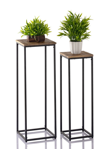 Blumensäulen 2er Set Blumen Hocker Peru Pflanzenständer quadratisch