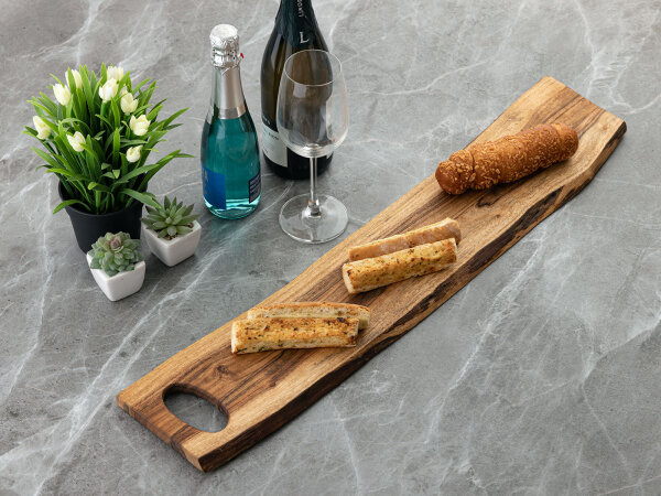 Holzbrett Servierbrett Dekotablett Thor 70x15cm Dekobrett Akazie massiv Vegan
