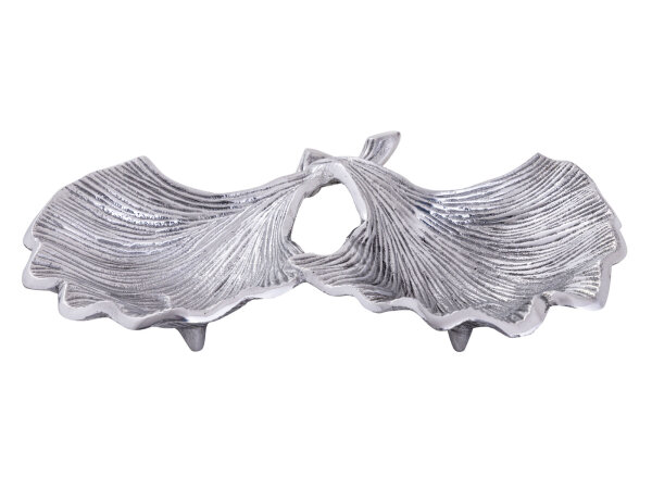 Dekoschale Schale Aluminium Ginkgo 2 Blatt gold o. silber Blattschale