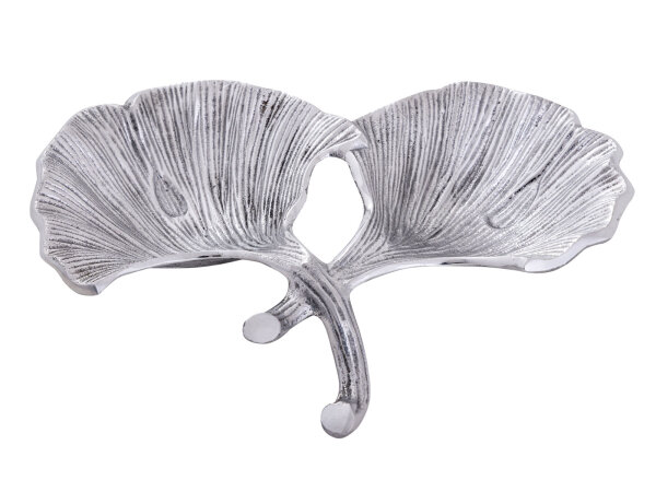 Dekoschale Schale Aluminium Ginkgo 2 Blatt gold o. silber Blattschale