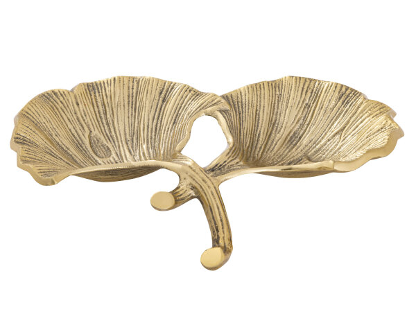 Dekoschale Schale Aluminium Ginkgo 2 Blatt gold o. silber Blattschale