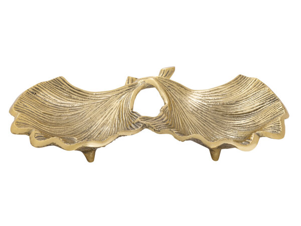Dekoschale Schale Aluminium Ginkgo 2 Blatt gold o. silber Blattschale