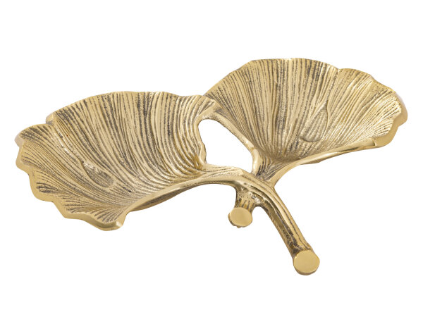 Dekoschale Schale Aluminium Ginkgo 2 Blatt gold o. silber Blattschale