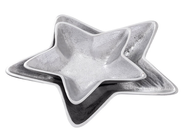 Dekoschalen 2er Set Starlight gold o. silber Weihnachtsdeko Aluminium Stern