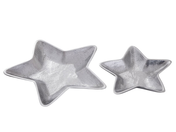 Dekoschalen 2er Set Starlight gold o. silber Weihnachtsdeko Aluminium Stern