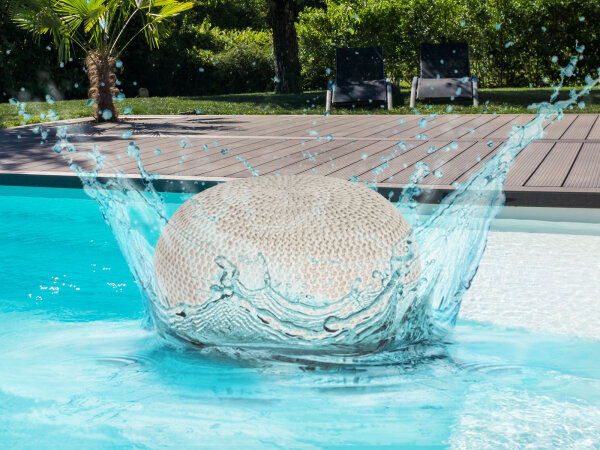 Pouf PREMIUM ø45cm Sitzhocker Strickpouf Innen Terrasse Pool Garten vegan