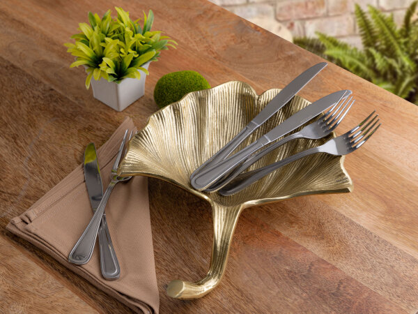Dekoschale Schale Aluminium Ginkgo groß gold o. silber Blattschale