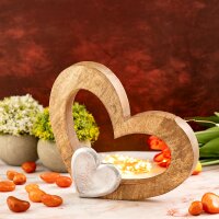 Dekofigur Herz 27x21cm Holzfigur Herzilein Mangoholz...