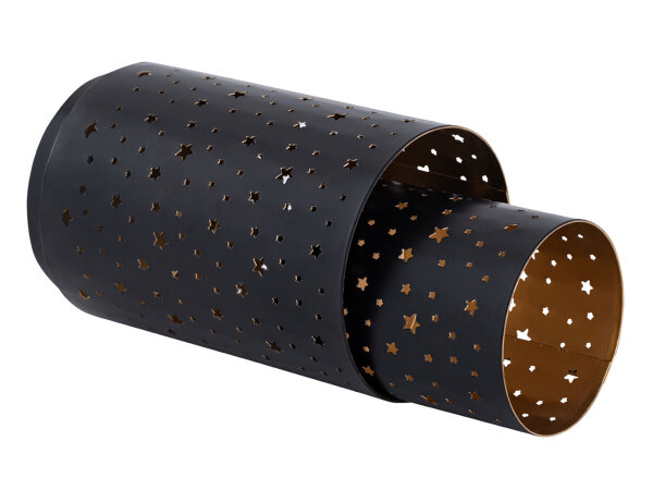 Teelichthalter 2er Set Kerzenständer Sternenhimmel Kerzenhalter rund schwarz gold