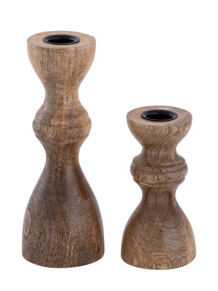 Kerzenständer 2er Set Stabkerzen Kerzenhalter Kerzenleuchter Mangoholz