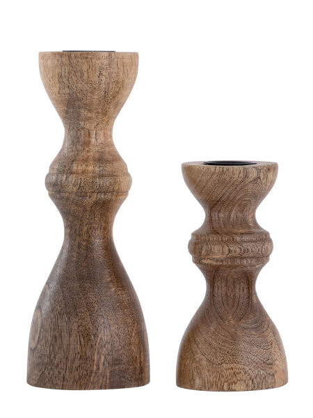 Kerzenständer 2er Set Stabkerzen Kerzenhalter Kerzenleuchter Mangoholz