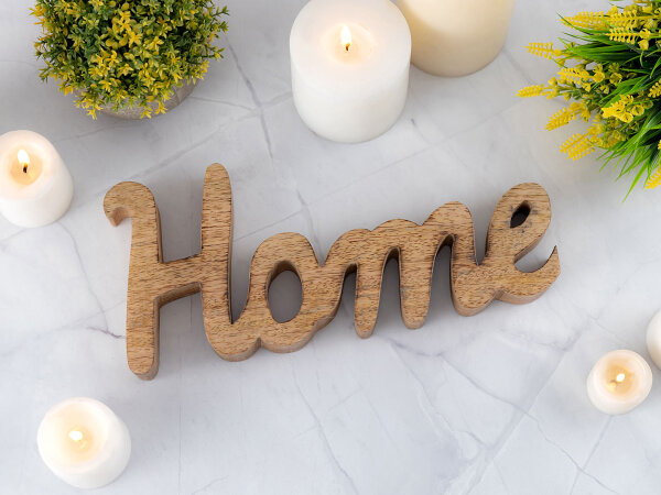 Holzdeko Schriftzug Home B28x12cm Dekoschrift Mangoholz massiv