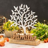 Lebensbaum Schriftzug Familie Holzfigur 20x27cm Dekofigur...