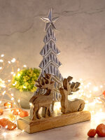 Dekofigur Weihnachtsbaum Hirschen 20x31cm Weihnachtsdeko...