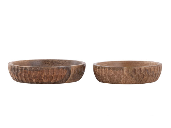 Holzschale 2er Set ø15/17cm H 4cm Dekoschale Tik & Tok rund Mangoholz Dekoschale