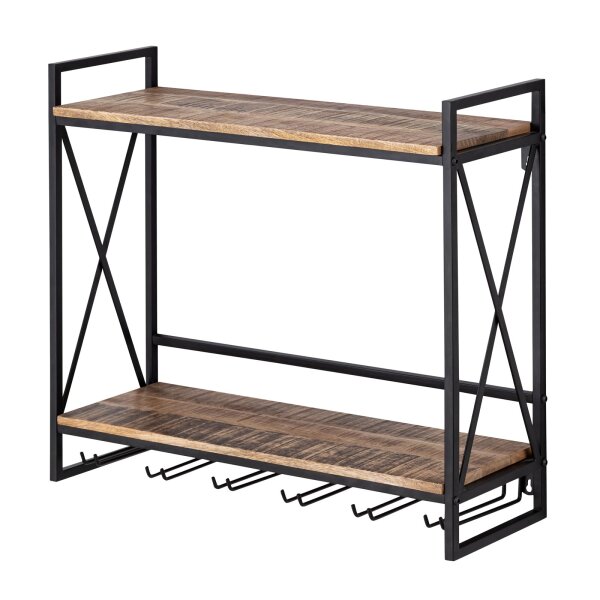 Weinregal Holz Hausbar Flaschenregal 60x45x25cm Rio Mangoholz Metall