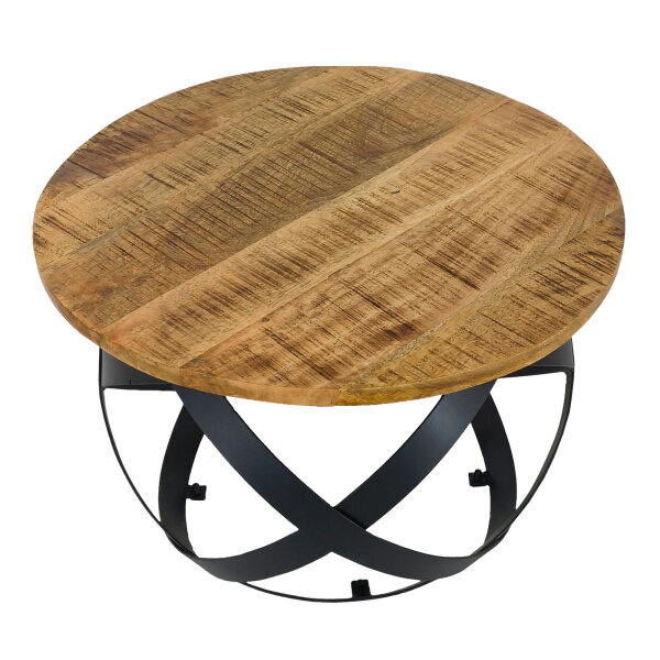 Beistelltisch Couchtisch rund Wohnzimmer Orbit Metall Gestell schwarz 55cm