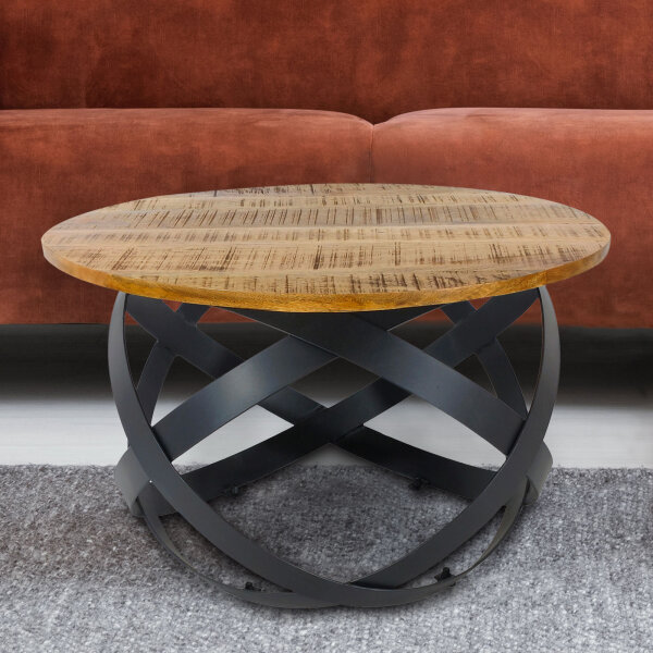 Beistelltisch Couchtisch rund Wohnzimmer Orbit Metall Gestell schwarz 55cm