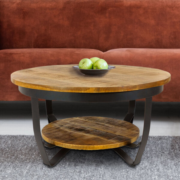 Couchtisch rund ø65cm Beistell-tisch Los Angeles Metall Gestell schwarz