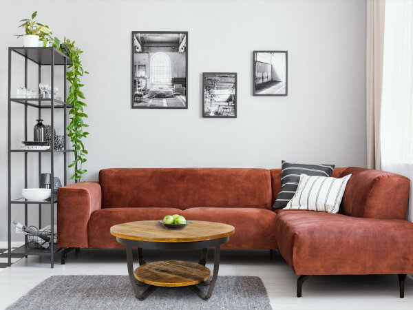 Couchtisch rund ø65cm Beistell-tisch Los Angeles Metall Gestell schwarz