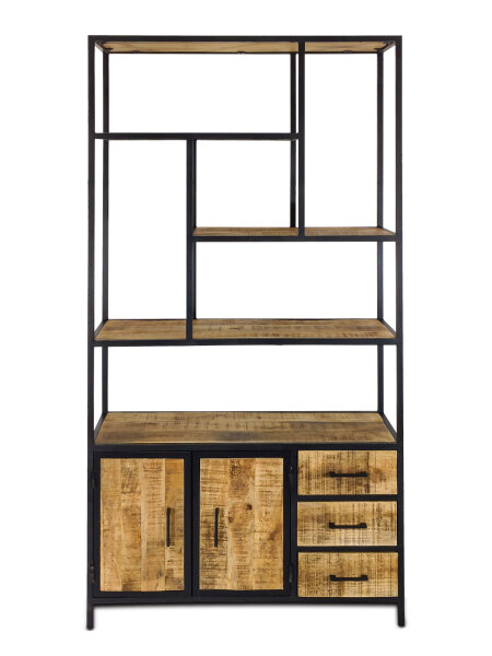 Standregal Bücherregal Regal 98x190x36cm Liverpool Metall-Gestell Holz & Metall