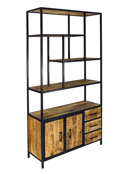 Standregal Bücherregal Regal 98x190x36cm Liverpool Metall-Gestell Holz & Metall