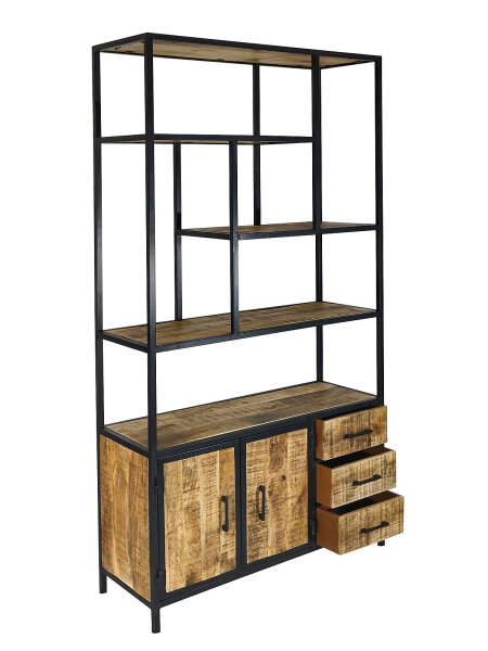 Standregal Bücherregal Regal 98x190x36cm Liverpool Metall-Gestell Holz & Metall