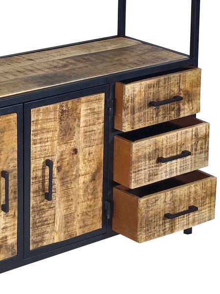 Standregal Bücherregal Regal 98x190x36cm Liverpool Metall-Gestell Holz & Metall