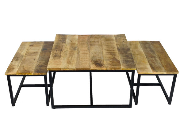 Couchtisch 3er Set Beistelltisch Satztisch Ontario Metall Gestell massiv