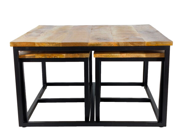 Couchtisch 3er Set Beistelltisch Satztisch Ontario Metall Gestell massiv