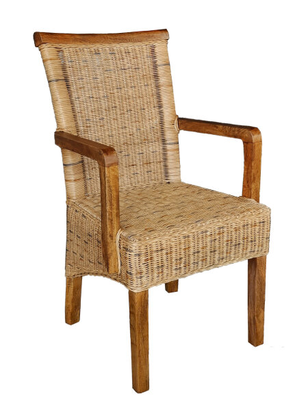 Esszimmerstuhl Rattanstuhl mit Armlehnen tabacco Perth Korbstuhl Rattan Sessel