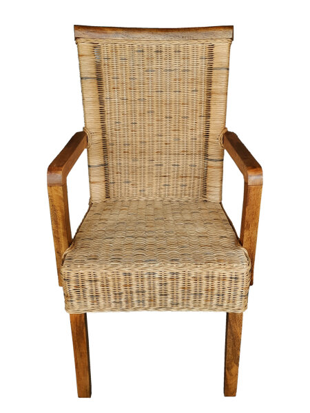 Esszimmerstuhl Rattanstuhl mit Armlehnen tabacco Perth Korbstuhl Rattan Sessel