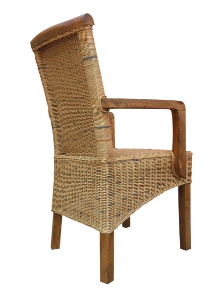Esszimmerstuhl Rattanstuhl mit Armlehnen tabacco Perth Korbstuhl Rattan Sessel