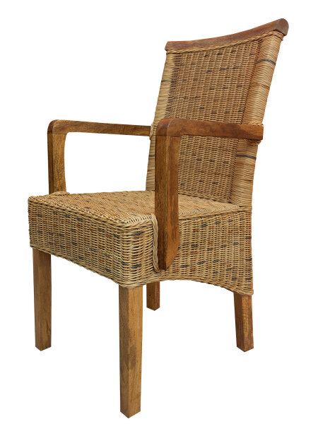 Esszimmerstuhl Rattanstuhl mit Armlehnen tabacco Perth Korbstuhl Rattan Sessel