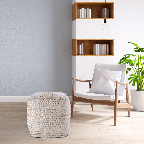 Sitzhocker Jute 45x45x45cm Sitzpouf Deko Hocker natur Jutehocker Bodenkissen