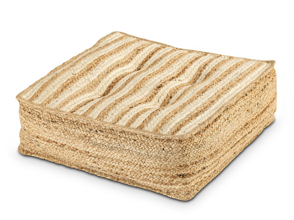 Bodenkissen Jute 50x50cm Sitzkissen quadratisch Loungekissen natur Fußkissen